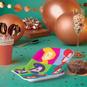 Retro Women Pop Art Paper Plate