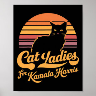Retro Womens Kamala Harris Cat Lady Poster