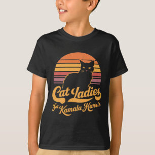 Retro Womens Kamala Harris Cat Lady  T-Shirt