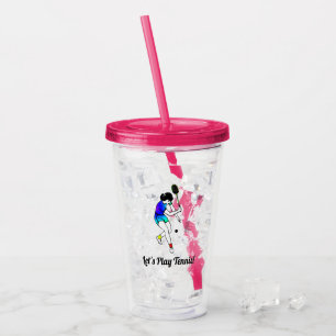 Retro Women's Tennis Player With Text Acrylic Tumbler
