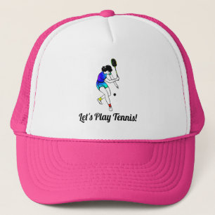 Retro Women's Tennis Player with Text Trucker Hat