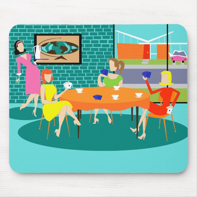 Retro Women's Weekly Card Game Mousepad (Front)