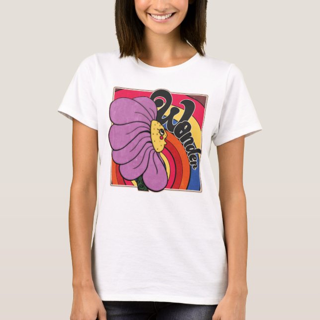 Retro Wonder Flower – 70s Cartoon Art T-Shirt (Front)
