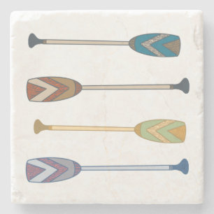 Retro wood Canoe paddles Stone Coaster