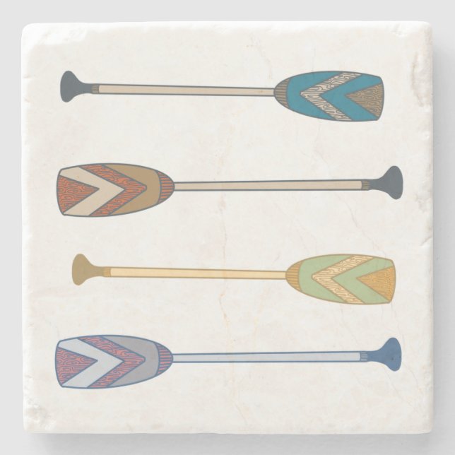Retro wood Canoe paddles  Stone Coaster (Front)