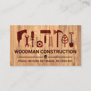 Retro Wood Grain Handyman Tools #ZazzleMade Business Card