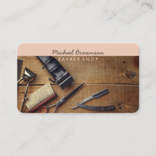 Retro Wood Rustic Hair Stylist Master Barber Business Card