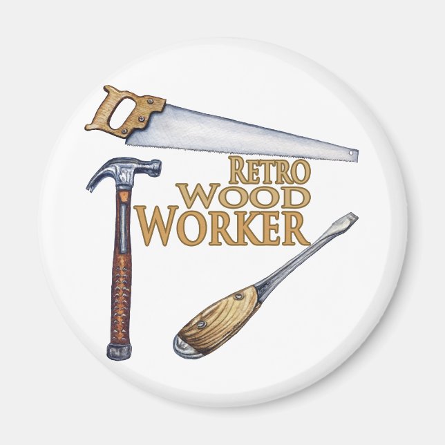 Retro Wood Worker Magnet (Front)