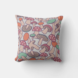 Retro Woodland Mushroom Foraging Autumn Mycelium Cushion