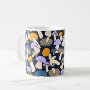 Retro Woodland Mushroom Foraging Midnight Forest Coffee Mug