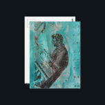 Retro Woodworking Man on a Blue Background Postcard<br><div class="desc">A random collage of vintage textbook papers and a vintage woodworking image from a book from 1950 with a blue background</div>