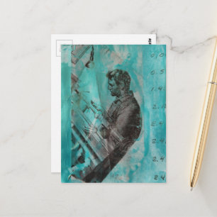 Retro Woodworking Man on a Blue Background Postcard