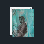 Retro Woodworking Man on a Blue Background Postcard<br><div class="desc">A random collage of vintage textbook papers and a vintage woodworking image from a book from 1950 with a blue background</div>