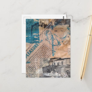 Retro Woodworking mixed media collage Postcard