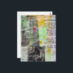 Retro Working Men Black White Pink Yellow Postcard<br><div class="desc">A random collage of vintage textbook papers and a vintage woodworking images from a book from 1950 with a vintage textbook page background with little hits of green and yellow</div>