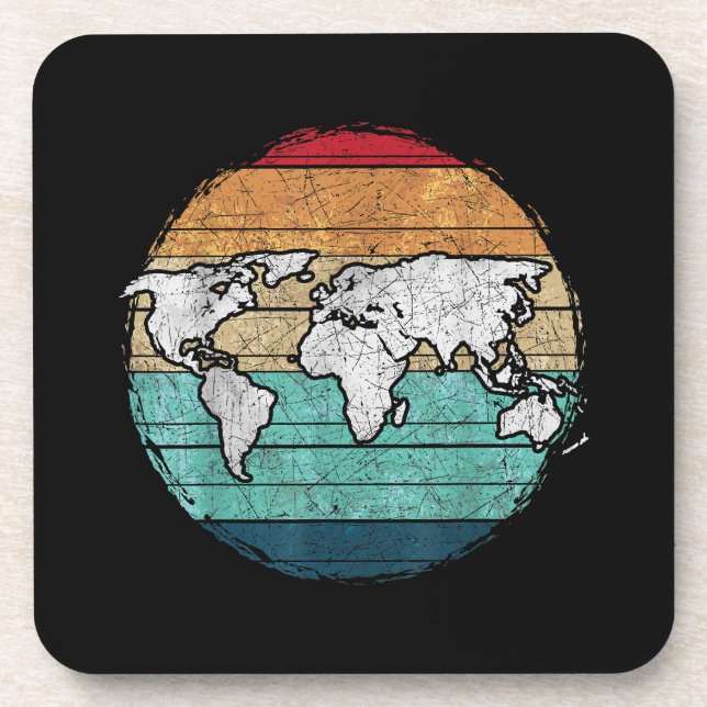 Retro World Map Coaster (Front)