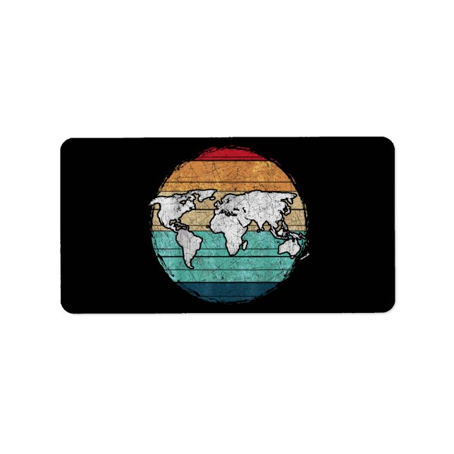 Retro World Map Label (Front)