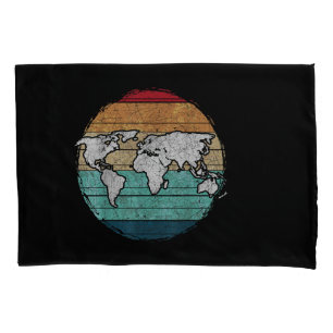 Retro World Map Pillowcase