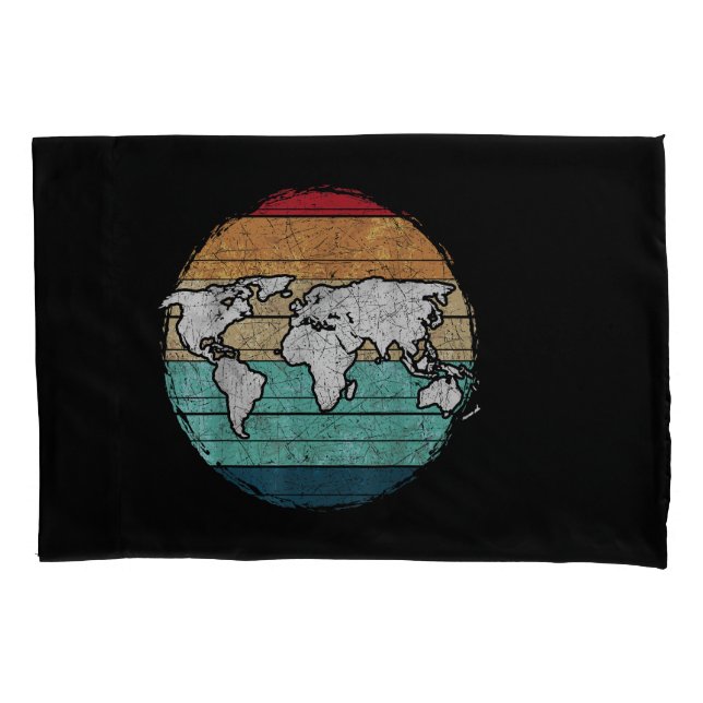 Retro World Map Pillowcase (Front)