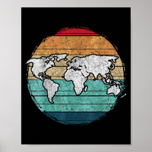 Retro World Map Poster