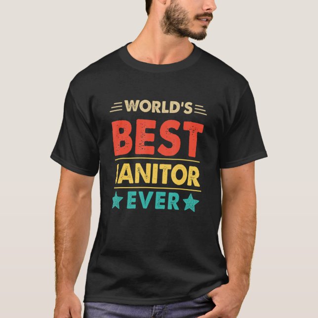Retro World's Best Janitor Ever T-Shirt (Front)
