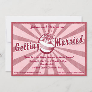 Retro Wow Bridal Shower Invitation - Magenta