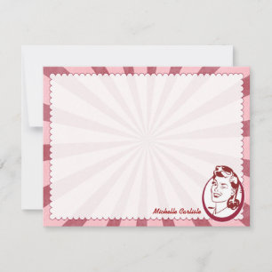 Retro Wow Gal Personalised Flat Note Cards