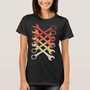 Retro Wrenches Shop Employee, Technician Car Mech T-Shirt
