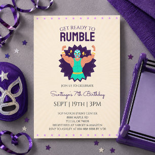 Retro Wrestling Birthday Party Invitation