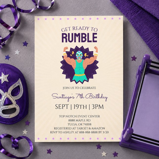 Retro Wrestling Birthday Party Invitation (Creator Uploaded)