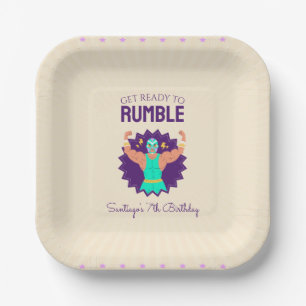 Retro Wrestling Birthday Party Paper Plate