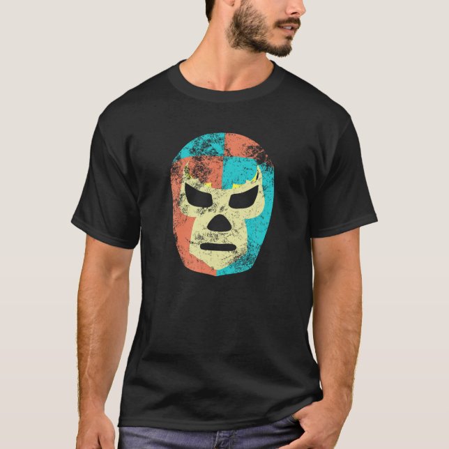 Retro Wrestling Mask Mexican Lucha Libre Luchador  T-Shirt (Front)