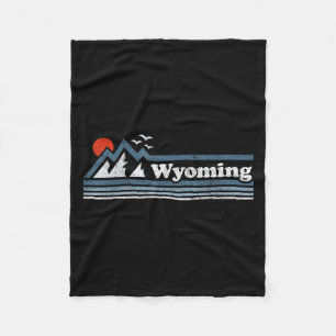 Retro Wyoming State Mountain Skiing Vintage Ski So Fleece Blanket