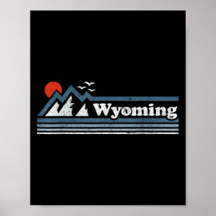 Retro Wyoming State Mountain Skiing Vintage Ski So Poster