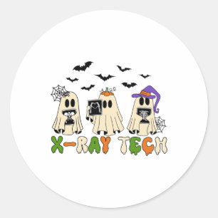 Retro X-ray Tech Halloween Ghost Radiology Ghost R Classic Round Sticker