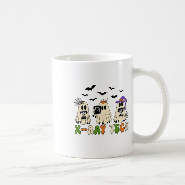Retro X-ray Tech Halloween Ghost Radiology Ghost R Coffee Mug (Right)