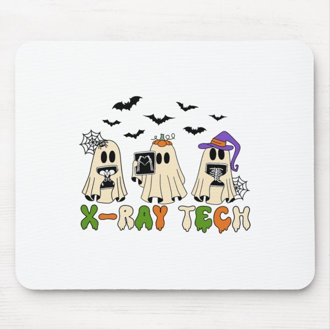 Retro X-ray Tech Halloween Ghost Radiology Ghost R Mouse Pad (Front)