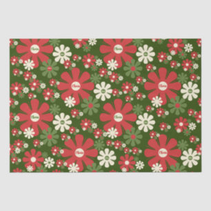Retro Xmas 60s 70s Personalised Floral Pattern Tissue Paper