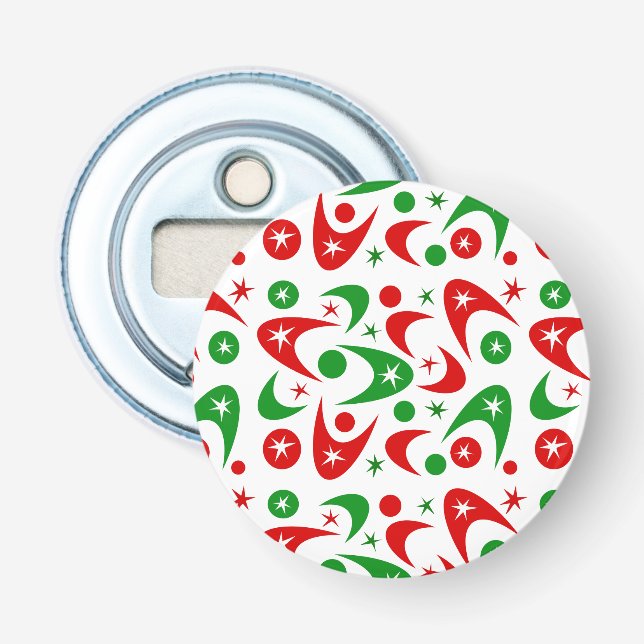 Retro Xmas Boomerangs Bottle Opener (Front)