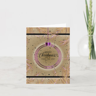 Retro Xmas Frame Branches Merry Christmas Holiday Card