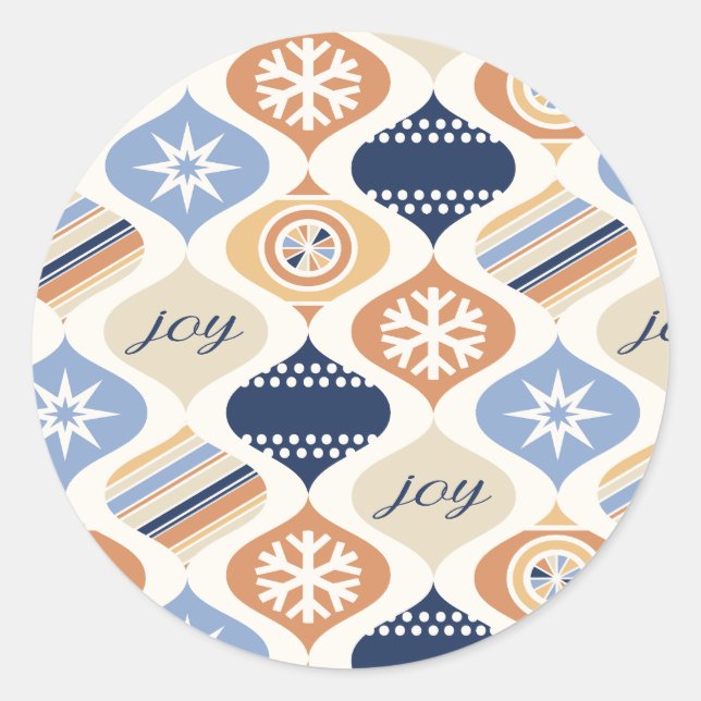 Retro Xmas Holiday Luxe Classic Round Sticker (Front)