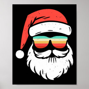 Retro Xmas In July Sungles Santa Summer Christmas  Poster