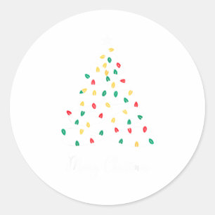 Retro Xmas Merry Christmas Tree Lights Classic Round Sticker