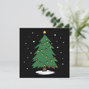 Retro Xmas Merry Christmas Tree Lights  Holiday Card