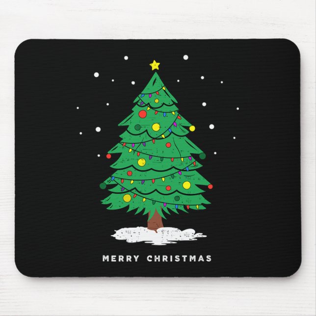 Retro Xmas Merry Christmas Tree Lights  Mouse Pad (Front)