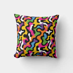 Retro y2k Aesthetic Colourful Swirls Funky Abstrac Cushion