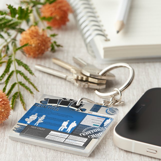 Retro Y2K Blue Grunge Website Layout Key Ring (Creator Uploaded)