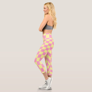 Retro Y2K Chequerboard  Capri Leggings