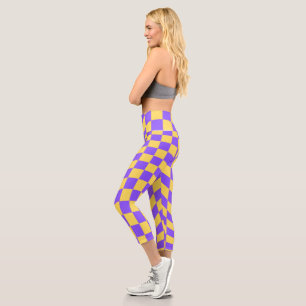 Retro Y2K Chequerboard  Capri Leggings