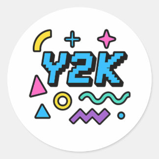 Retro Y2K Pixel Aesthetic Round Sticker 2000s 